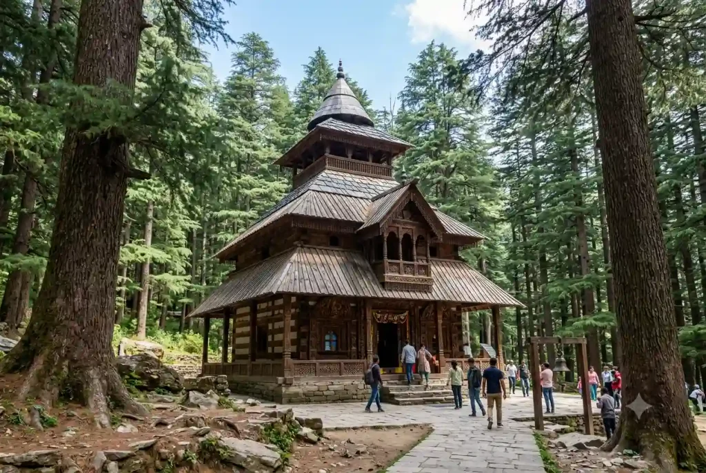Hadimba Devi Temple wooden architecture in cedar forest Manali
