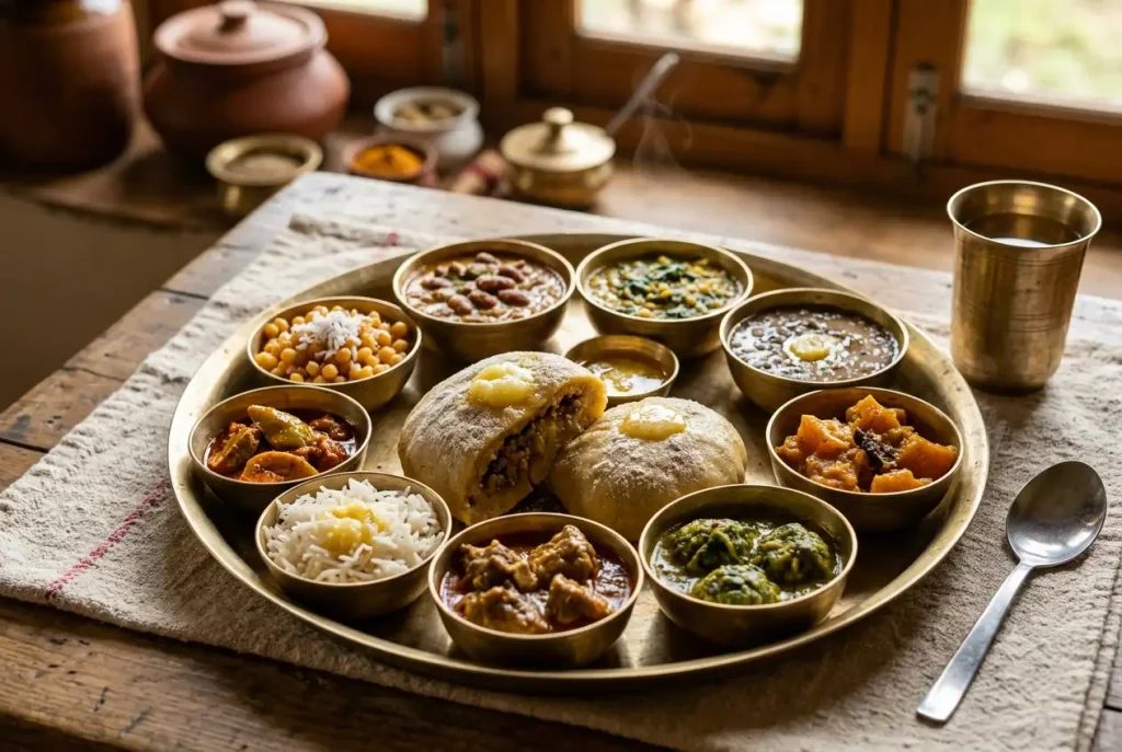 Siddu traditional Himachali steamed dish Manali