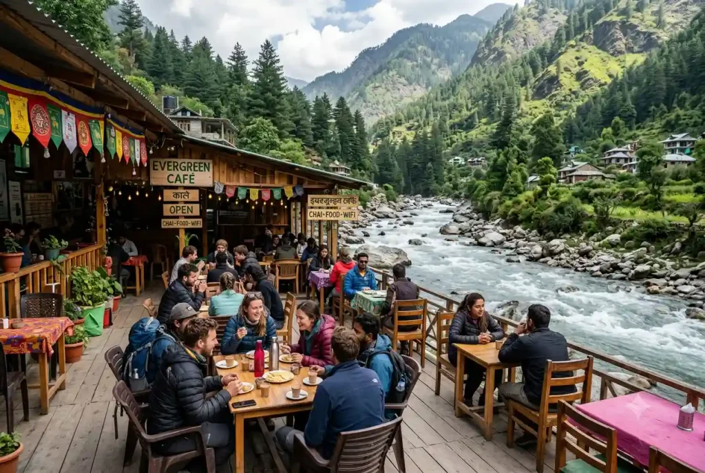 Kasol riverside cafe Parvati Valley