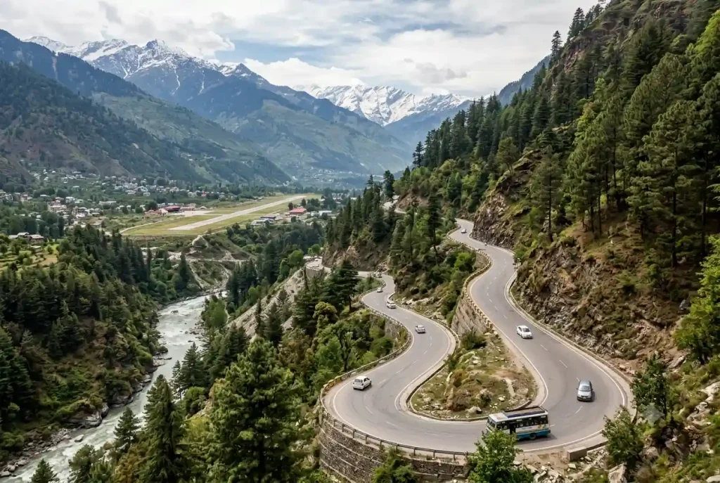 How to reach Manali by road flight Bhuntar airport