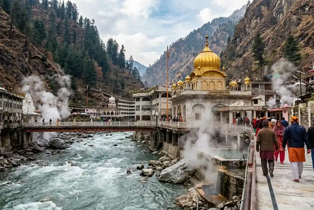 Manikaran Sahib Gurudwara with natural hot springs