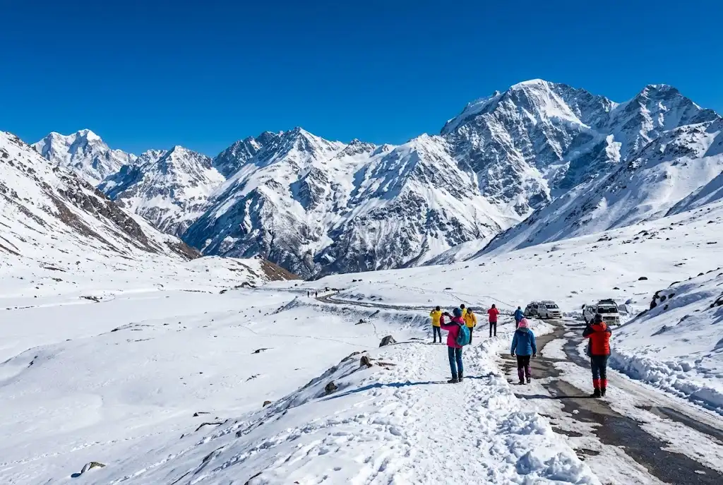 Snow-covered peaks at Rohtang Pass Manali
