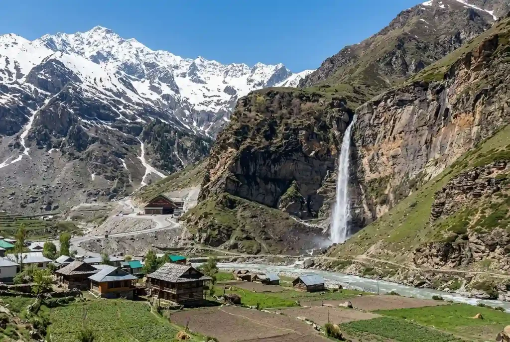 Sissu village with Atal Tunnel backdrop Lahaul