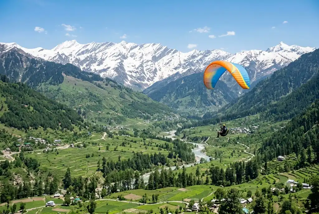Solang Valley paragliding and snow activities near Manali
