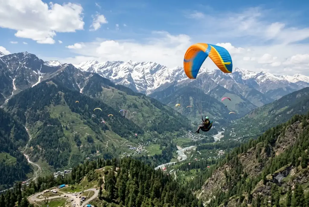 Paragliding activity at Solang Valley Manali in June