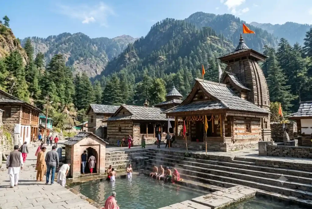 Vashisht hot springs and temple near Manali
