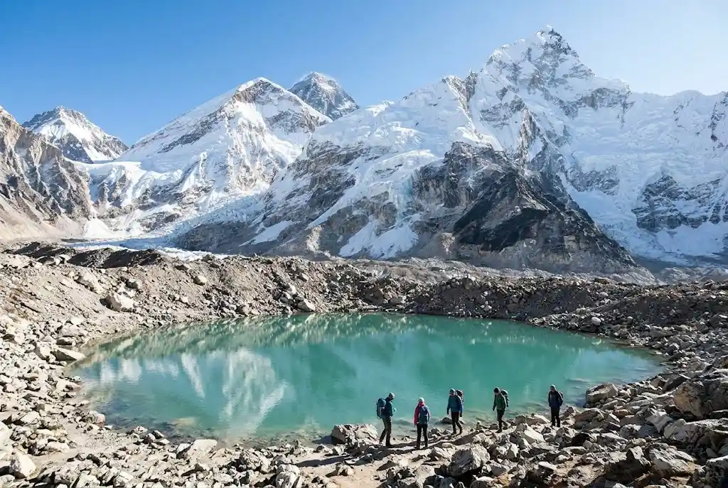 Beas Kund glacial lake with Hanuman Tibba and Friendship Peak in the background