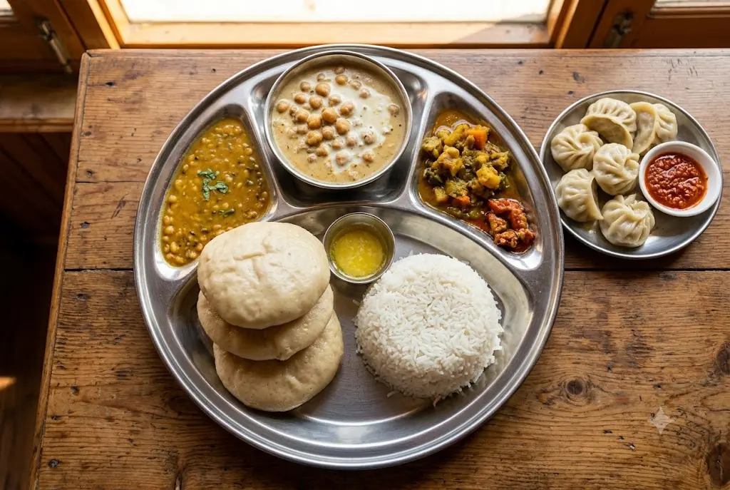 Himachali food Siddu Madra and momos