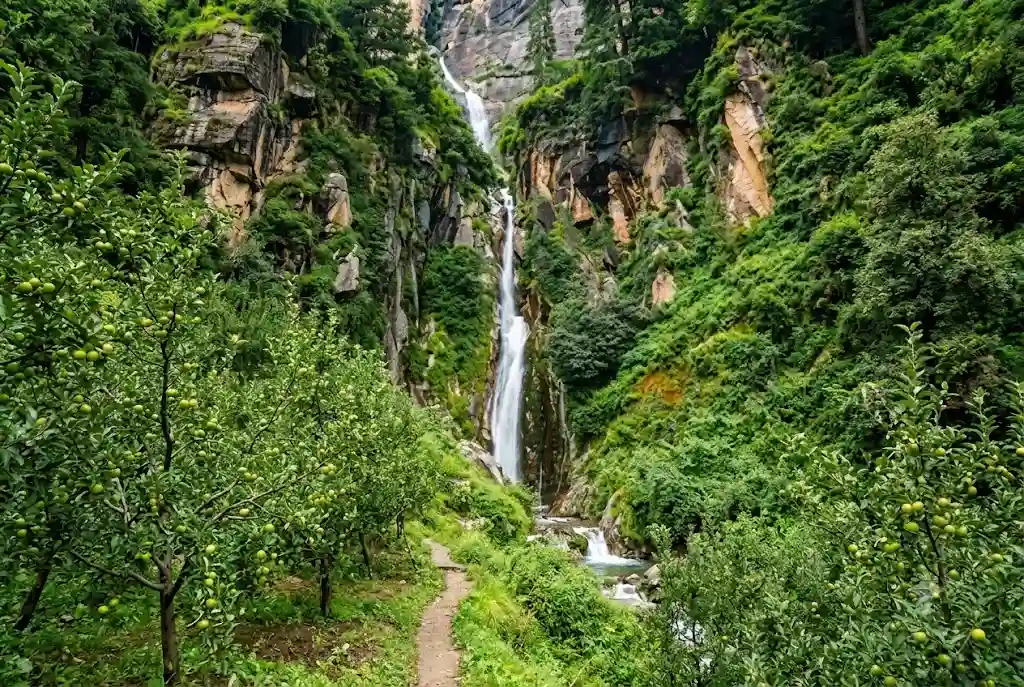 Jogini Waterfall near Vashisht village, a scenic nature spot in Manali