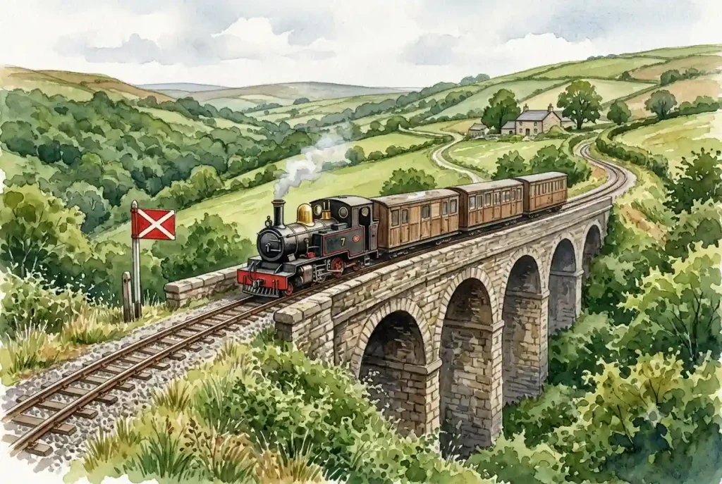 Kalka–Shimla toy train on a stone bridge, with services currently limited to the Dharampur–Shimla section
