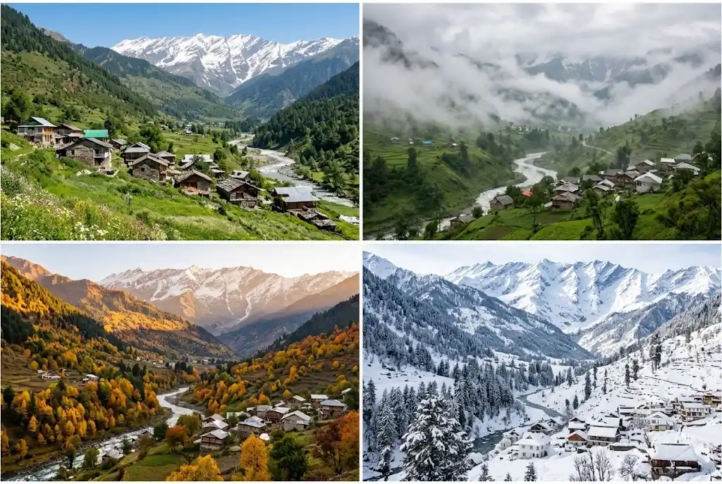 Manali valley in four seasons to help choose the best time to visit