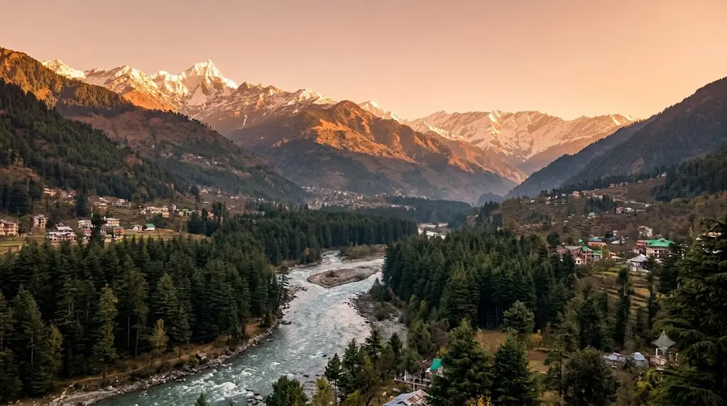Manali travel guide – scenic view of Himalayan valley and Beas river