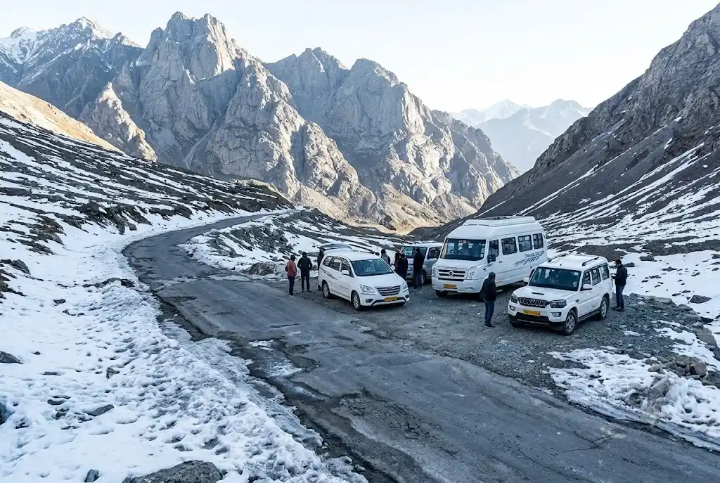 Snow near Rohtang Pass, included in a Manali itinerary with Rohtang Pass