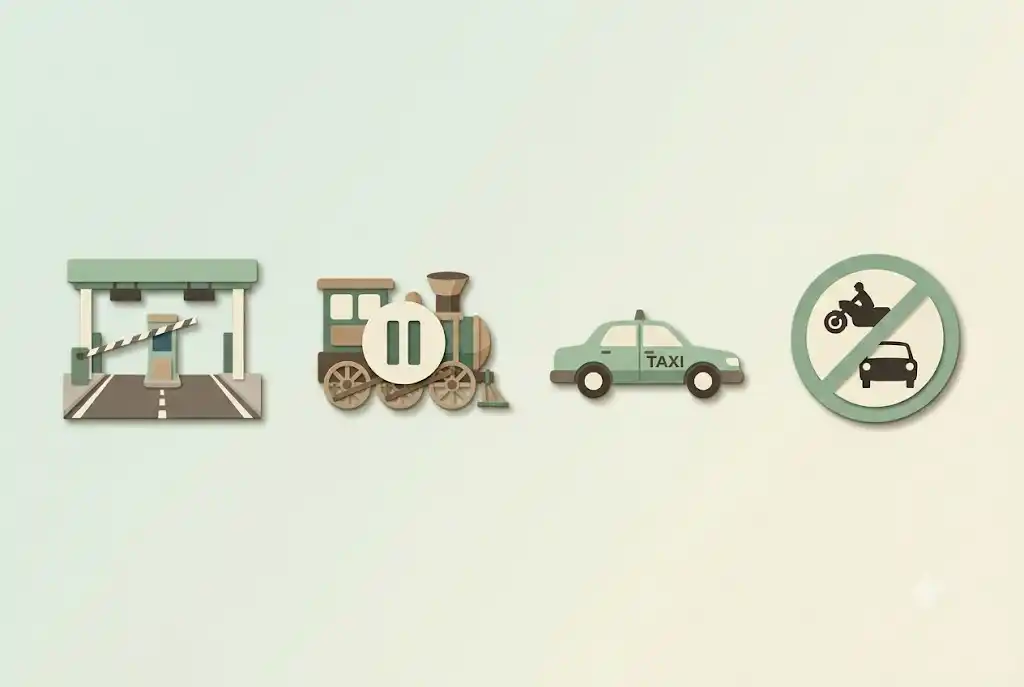Illustration of latest Shimla updates: entry tax, toy train suspension, prepaid taxi and car-free Mall Road
