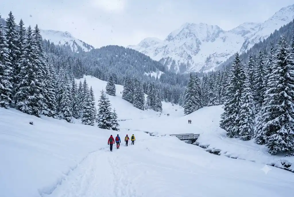 Snow in Solang Valley in winter, ideal for a Manali itinerary without Rohtang Pass